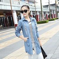 womens going out vintage fall trench coat solid square neck long sleev ...