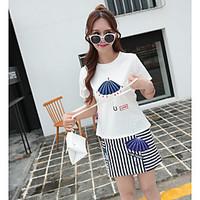 womens going out casualdaily simple summer t shirt skirt suits print r ...