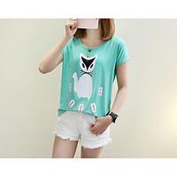 womens casual simple summer t shirt animal letter round neck short sle ...