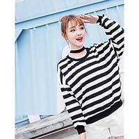 womens casualdaily simple t shirt striped round neck long sleeve cotto ...