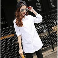 womens casual simple shirt solid stand long sleeve cotton