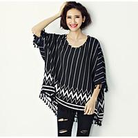 womens casualdaily simple t shirt striped round neck sleeve cotton