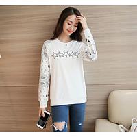 womens casualdaily simple t shirt print round neck long sleeve cotton