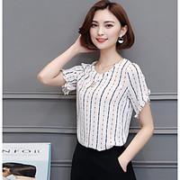 womens casualdaily simple blouse solid geometric v neck short sleeve p ...