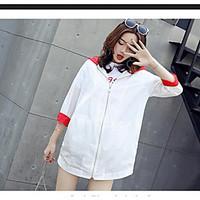 womens daily casual simple springfall jacket solid color block hooded  ...