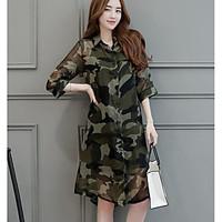 womens daily casual simple street chic summer blouse camouflage shirt  ...