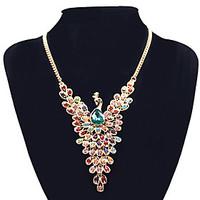 Women\'s Pendant Necklaces Statement Necklaces Rhinestone Alloy Peacock Statement Jewelry Screen Color Jewelry