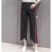 womens mid rise micro elastic loose pants simple relaxed color block