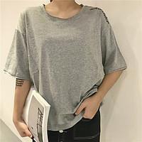 womens casualdaily simple t shirt print letter round neck length sleev ...