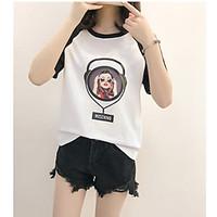 womens casualdaily simple t shirt color block round neck short sleeve  ...