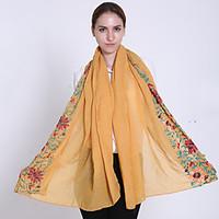 Women Spring Casual National Wind Double-sided Embroidery Flowers Vine Printed Travel Shawl Scarves Scarf