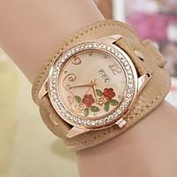 Women\'s Round Diamante Case Leather Band Quartz Fashion Watch(Assorted Colors) Cool Watches Unique Watches