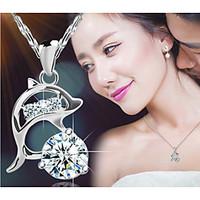 Women\'s Pendant Necklaces Silver Sterling Silver Crystal Fashion Silver Jewelry Party Daily Casual 1pc
