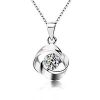Women\'s Pendant Necklaces Silver Sterling Silver Crystal Fashion Silver Jewelry Party Daily Casual 1pc