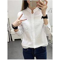 womens casualdaily simple shirt solid v neck long sleeve cotton