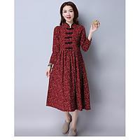 womens going out vintage cute shift swing dress print crew neck knee l ...