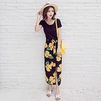 womens party street chic loose dress print v neck maxi sleeveless cott ...