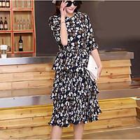 womens going out a line dress floral round neck knee length length sle ...