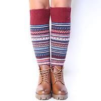 womens winter knitting warm national wind wool striped leg warmers