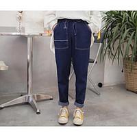 womens high rise micro elastic jeans pants simple loose denim solid