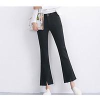 womens high rise micro elastic jeans pants street chic simple straight ...