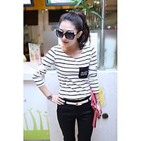 womens casualdaily simple spring t shirt striped round neck long sleev ...