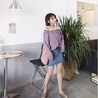 womens casualdaily simple spring shirt striped boat neck long sleeve c ...