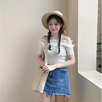 womens casualdaily simple summer t shirt solid boat neck short sleeve  ...