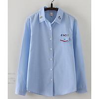 womens casualdaily simple cute spring summer shirt solid embroidered s ...