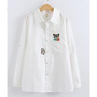 womens casualdaily simple spring summer shirt embroidered shirt collar ...