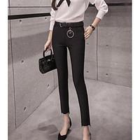 womens high rise micro elastic chinos pants street chic straight solid