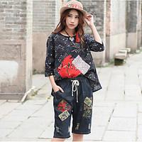 womens mid rise micro elastic jeans pants chinoiserie loose solid