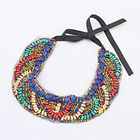 Women\'s Statement Necklaces Acrylic Silver Plated Alloy Fashion Bohemia Blue/Red Jewelry Party Daily Casual 1pc