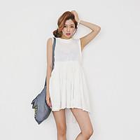 womens casualdaily simple skater dress solid round neck above knee sho ...