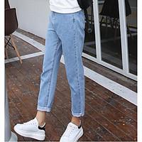 womens mid rise inelastic jeans pants simple slim solid