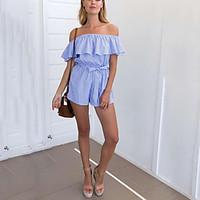 Women\'s High Rise Going out Casual/Daily Holiday Rompers, Sexy Cute Street chic Slim Wide Leg Fashion Stripe Summer