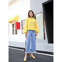 womens high rise micro elastic jeans pants simple wide leg solid