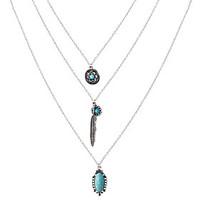 womens statement necklaces alloy feather bohemian silver golden jewelr ...