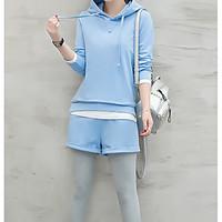 womens casualdaily simple spring hoodie pant suits solid hooded long s ...