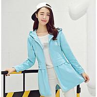 womens going out casualdaily cute spring trench coatsolid hooded long  ...