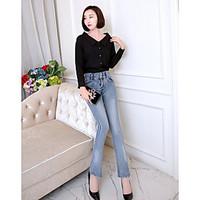 womens mid rise micro elastic jeans pants street chic bootcut solid