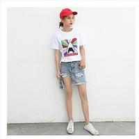 womens daily cute street chic t shirt print round neck short sleeve co ...