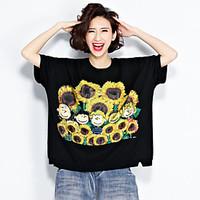 womens daily cute street chic t shirt print round neck short sleeve co ...