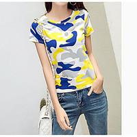 womens dailywear simple summer t shirt print round neck short sleeve c ...