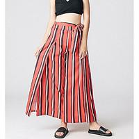 Women\'s High Waist Micro-elastic Loose Pants, Sexy Swing Striped