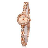 Women\'s Diamond Round Case Gold Alloy Band Quartz Analog Bracelet Watch Cool Watches Unique Watches Strap Watch