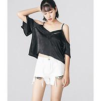 womens high waist micro elastic shorts pants simple relaxed solid