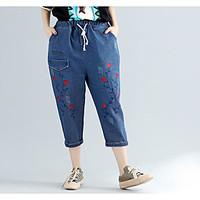 womens mid rise micro elastic loose pants simple straight harem floral ...