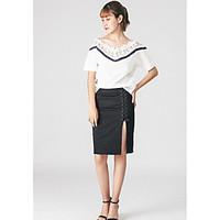 womens casualdaily knee length skirts pencil solid summer