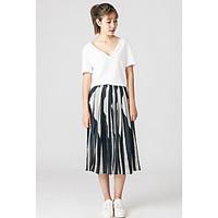 Women\'s Casual/Daily Midi Skirts Relaxed Striped Summer